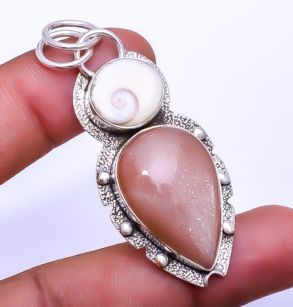 Moonstone – Sri Lanka 925 Sterling Silver Pendant 2.15″ P498541, Christmas Gift