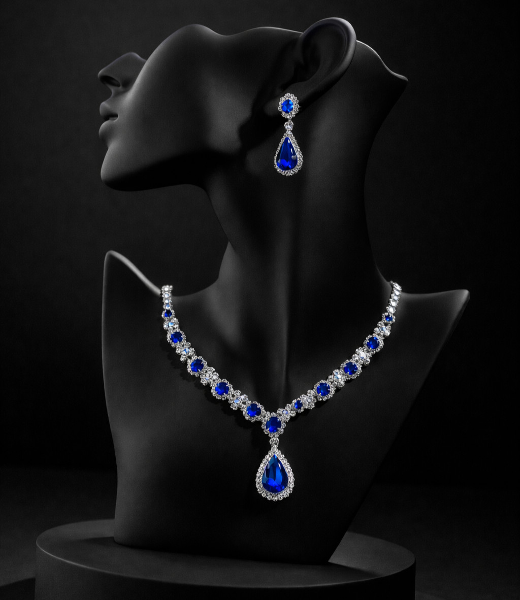 Crystal Bridal Jewelry Set Necklace Earring Wedding Prom Party Women Gift Luxury
