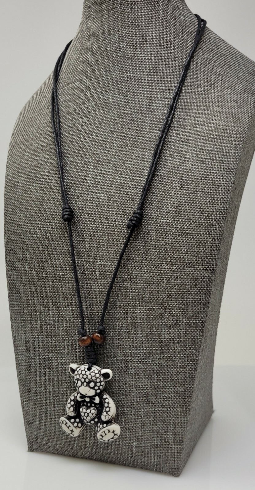 Teddy bear necklace white bear necklace adjustable necklace animal necklace