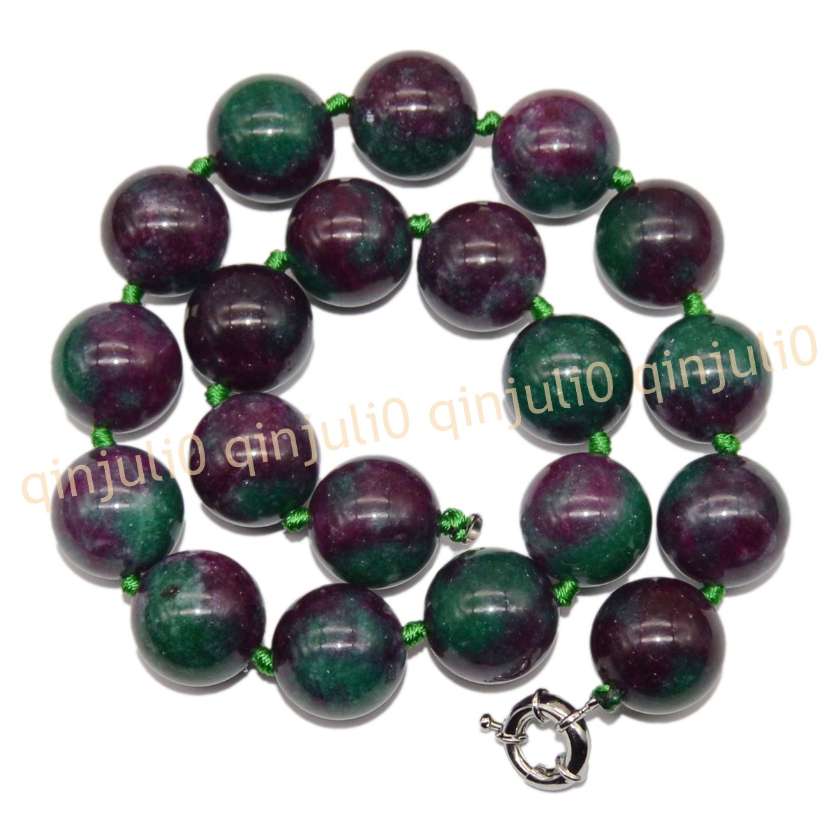 Huge 20mm Natural Green Red Zoisite Gemstone Round Beads Necklace 16-36 inches