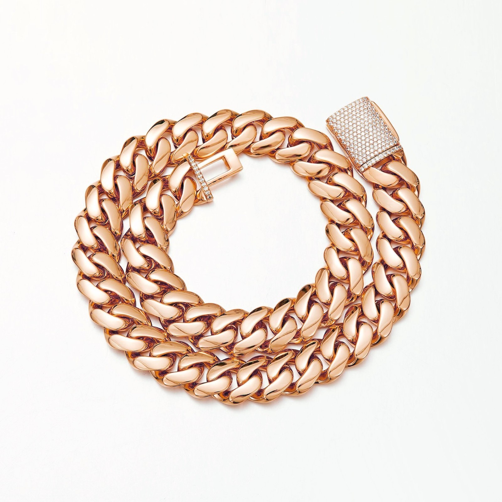 8-22MM Stainless Steel Rose Gold Miami Hip Hop Cuban Chain Necklace Bracelet