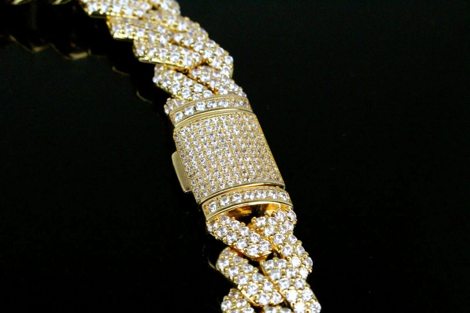 14k STAMPED 14mm Cuban Prong Chain Necklace 64ct Lab Sim VVS1 Diamond 200g+ GOLD