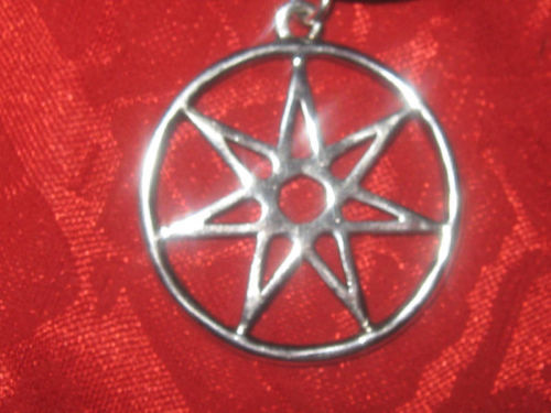 25MM SILVER WICCAN 7 POINTED FAIRY STAR HEPTAGRAM WICCA CHARM PENDANT NECKLACE