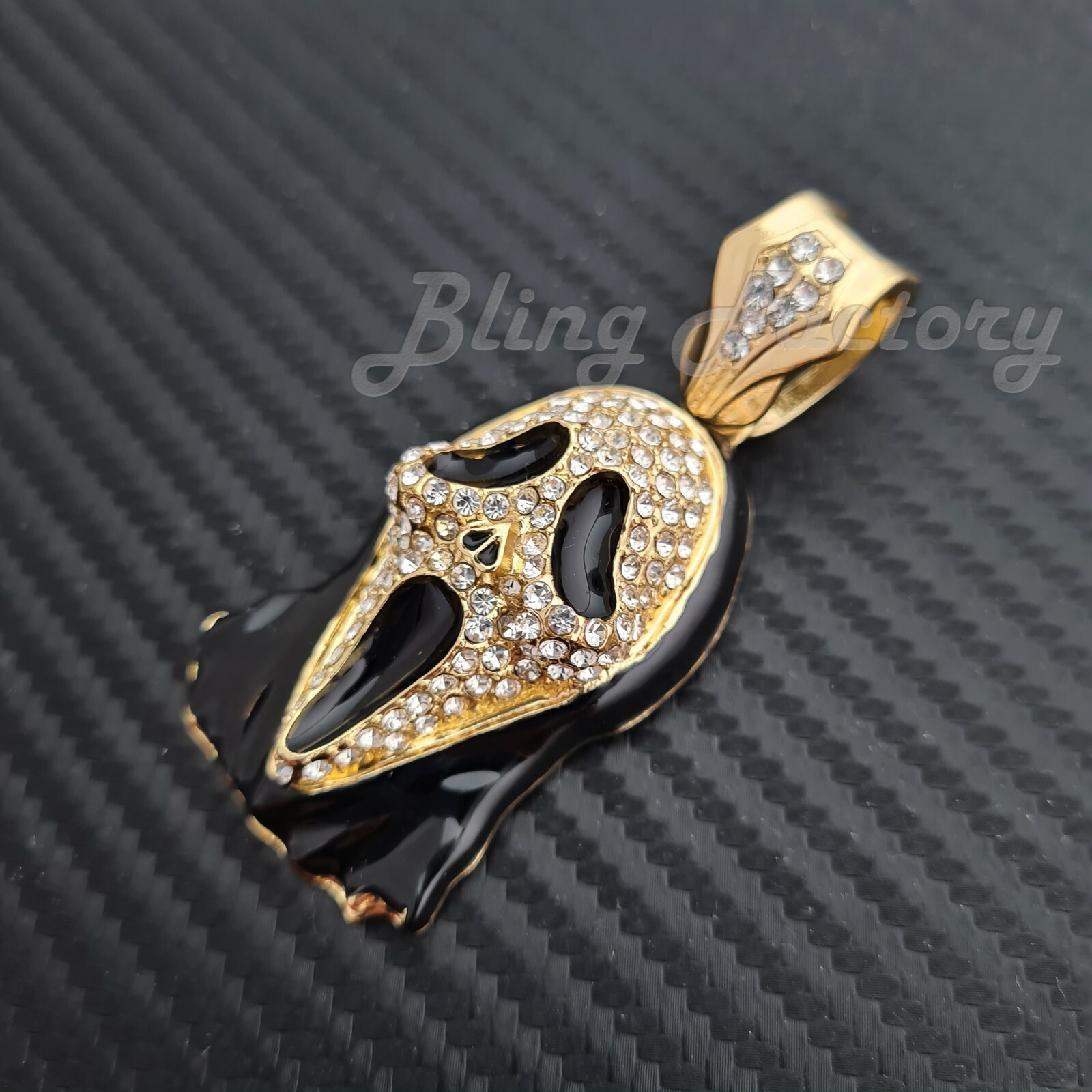 Hip Hop Iced Fashion Cubic Zirconia Bling Scream Ghost Face Mask Charm Pendant