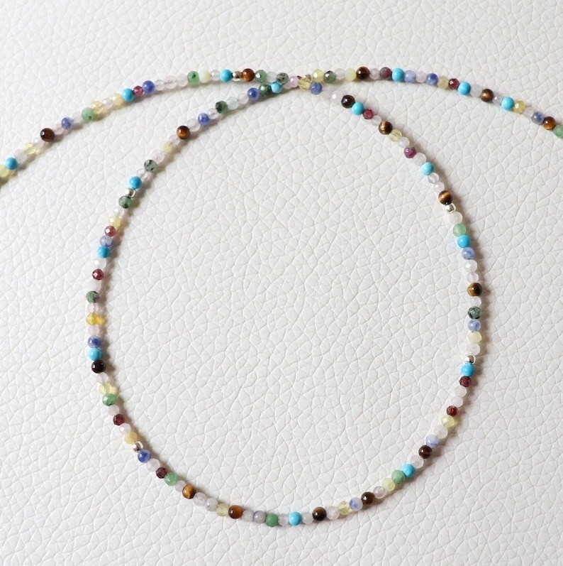 A++ Beautiful Multi Mix Micro Faceted Round Beaded Choker Women Necklaces 18”