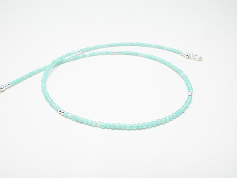 A++ Natural Amazonite Faceted Round Gemstone Beads Handmade Women Necklaces 18”