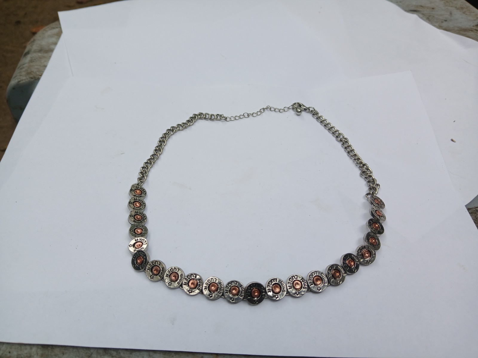 Bullet And Casing Necklace 9mm. 18″
