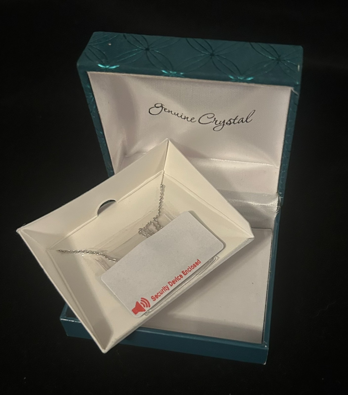Fine Silver Plated Genuine Crystal Heart Pendant New in Box