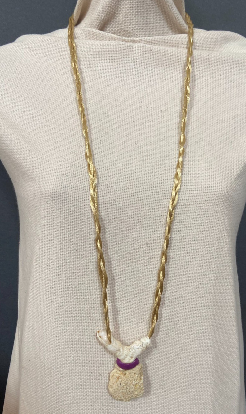 Handcrafted Coral Pendant Necklace – Adjustable Satin Cord with Dancing Figure