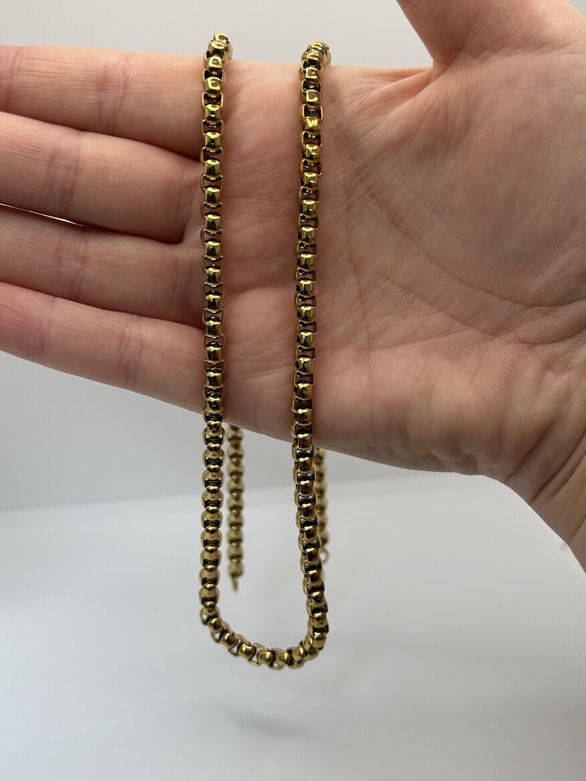 Premium 18K Layered 60cm (24’) Long Venetian Box Chain Necklace 4mm Wide Links