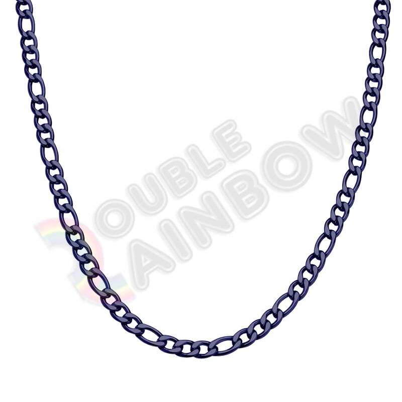 Men Women’s Stainless Steel Figaro Chain Black Plated Necklace 3mm-12mm