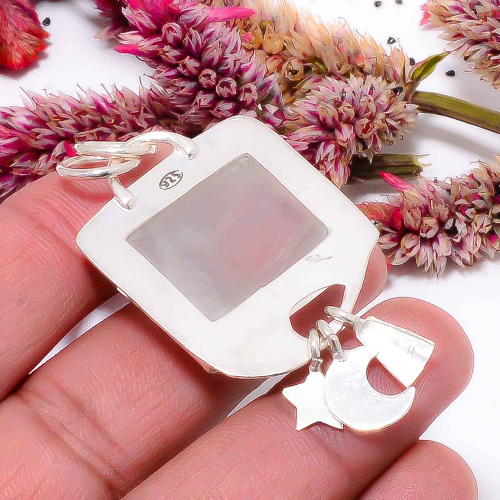 Rainbow Moonstone – India 925 Sterling Silver Pendant 2.03″ sku39