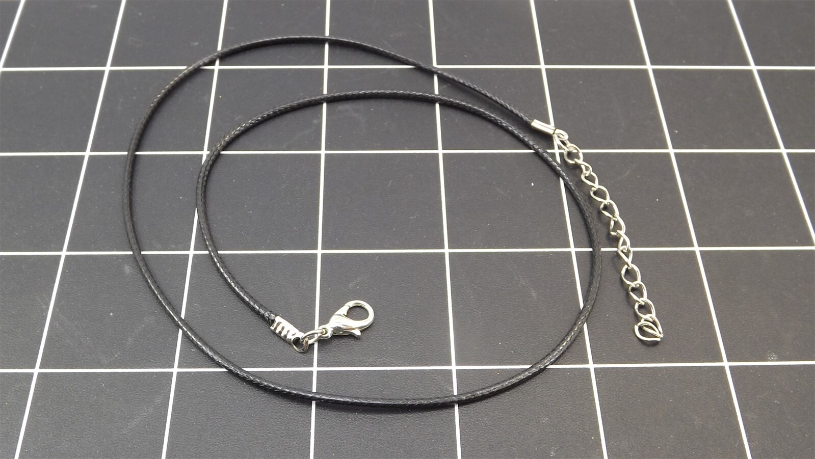Faux Black Leather Braided CHORD Neckchain Necklace Silver Tone Clasp FREE SHIP