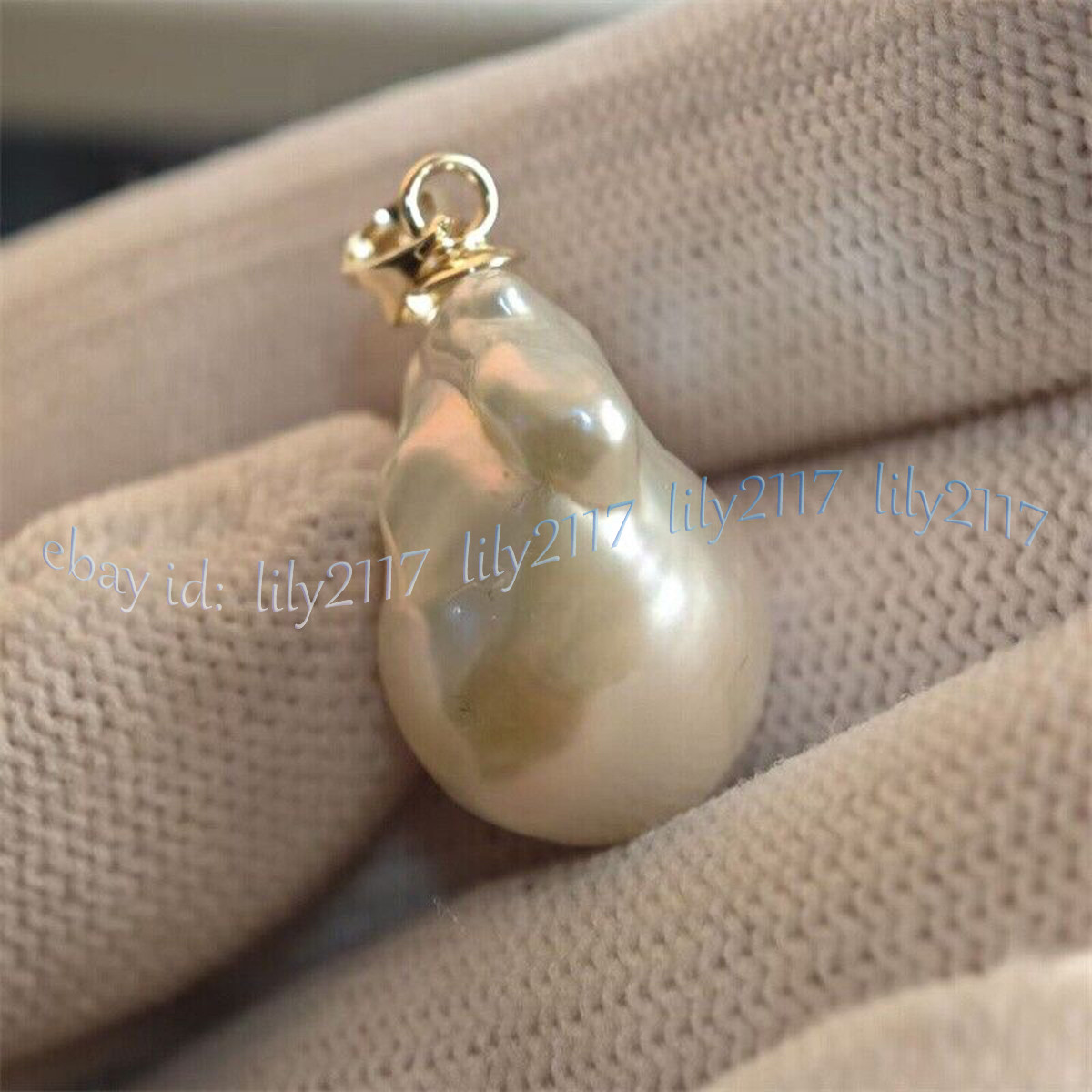 Huge 16-25mm Natural White South Sea Baroque Keshi Pearl Pendant 14K Yellow Gold