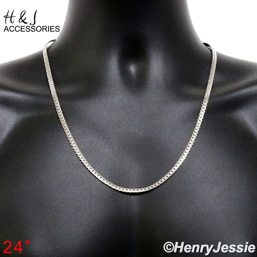 18-40″MEN 316L Stainless Steel 4mm Silver Miami Cuban Curb Link Chain Necklace