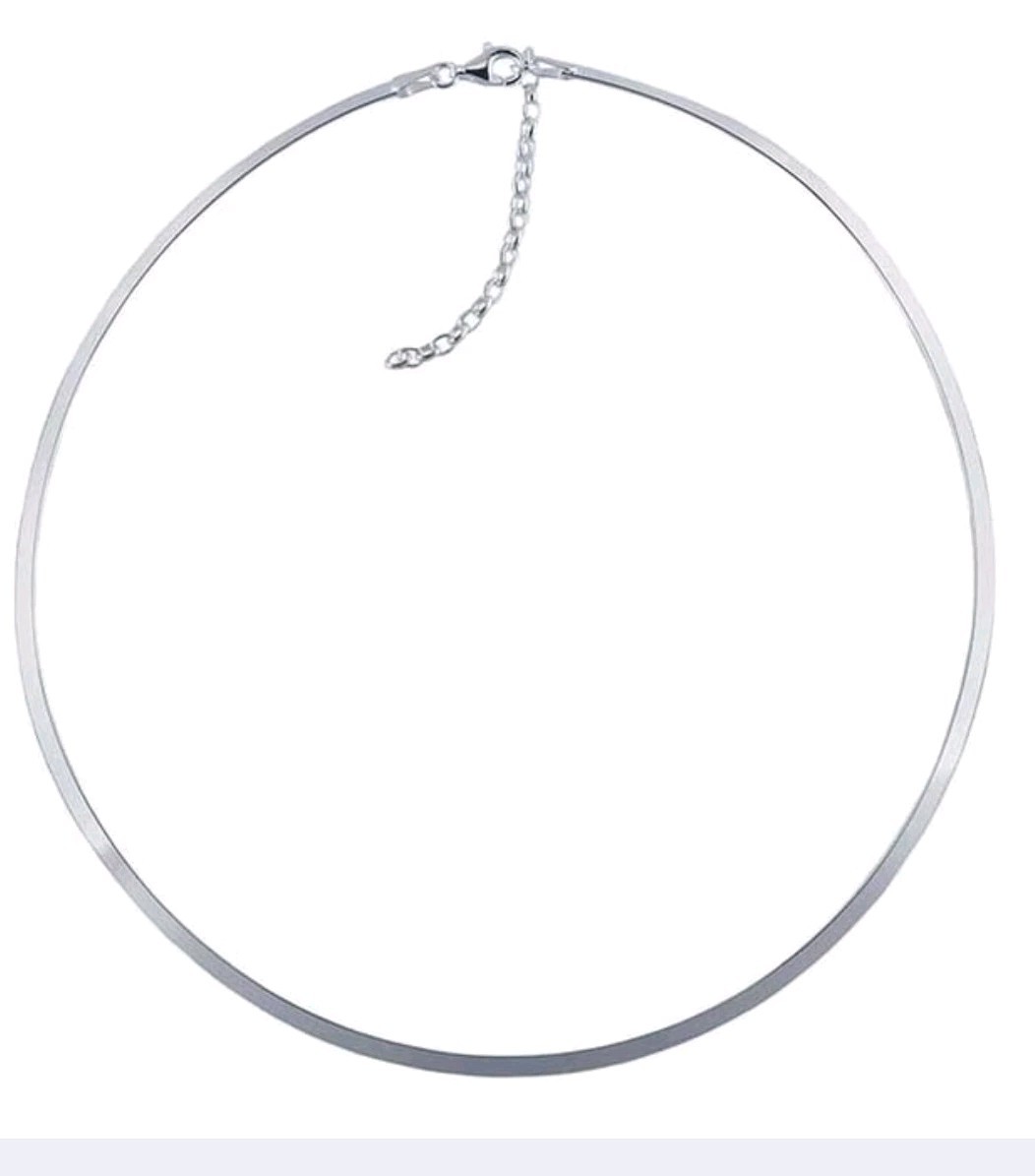 2.2mm Sterling Silver Neck Ring Wire Necklace, White, Lobster Clasp, Italy Rio