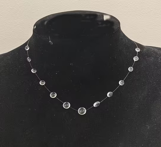 Necklace Round Clear Beads Floating Illusion Symmetrical Adjustable
