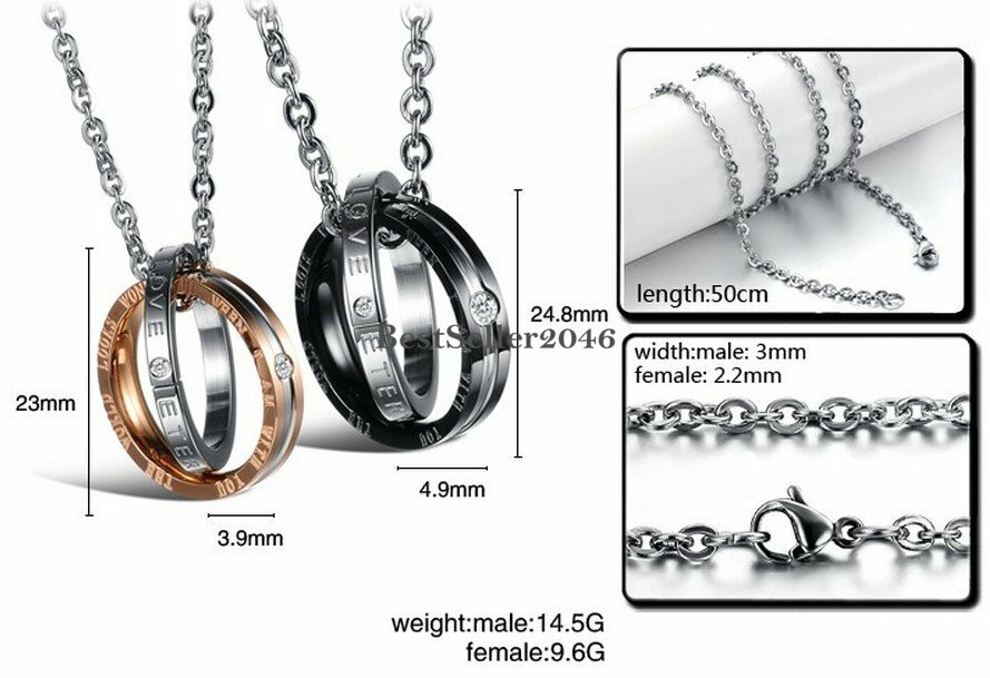 Eternal Love Interlocking Ring His and Hers Matching Couples Pendant Necklace