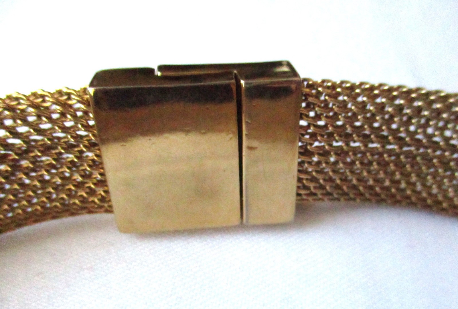 LRL Lauren Ralph Lauren Gold Plated Chunky Mesh Collar Choker Band Necklace VTG