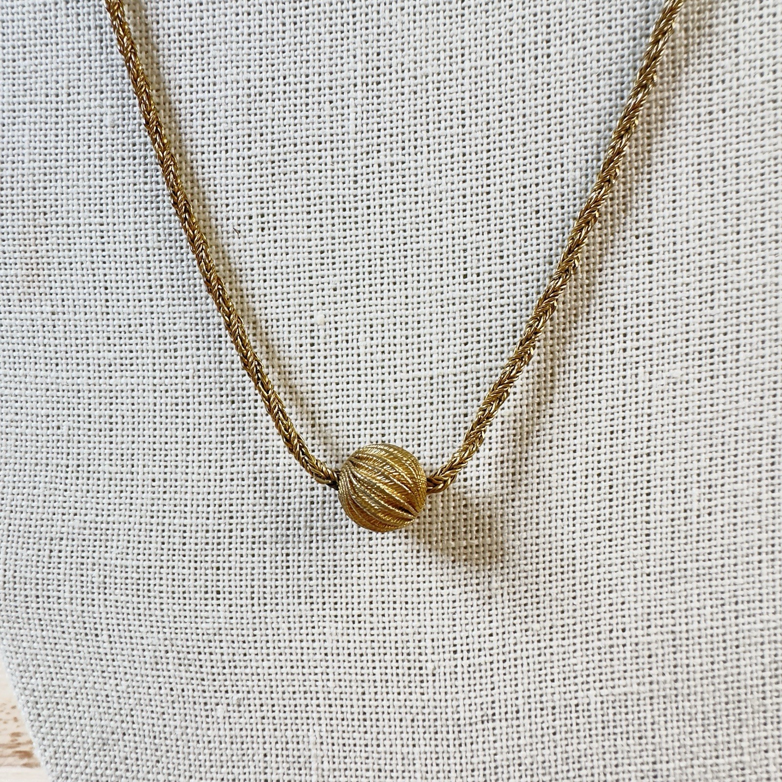 Vintage Grosse Germany 1960 Antique Gold Tone Chain Necklace with Balls 30″