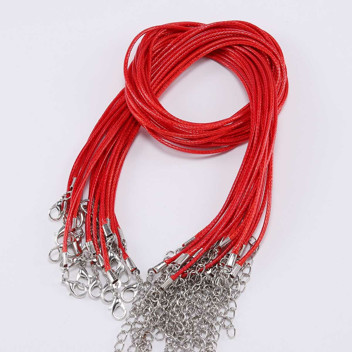 10pcs/lot 1.5mm/2mm Waxed Cotton Cord Necklace with Lobster Clasp 45cm+5cm