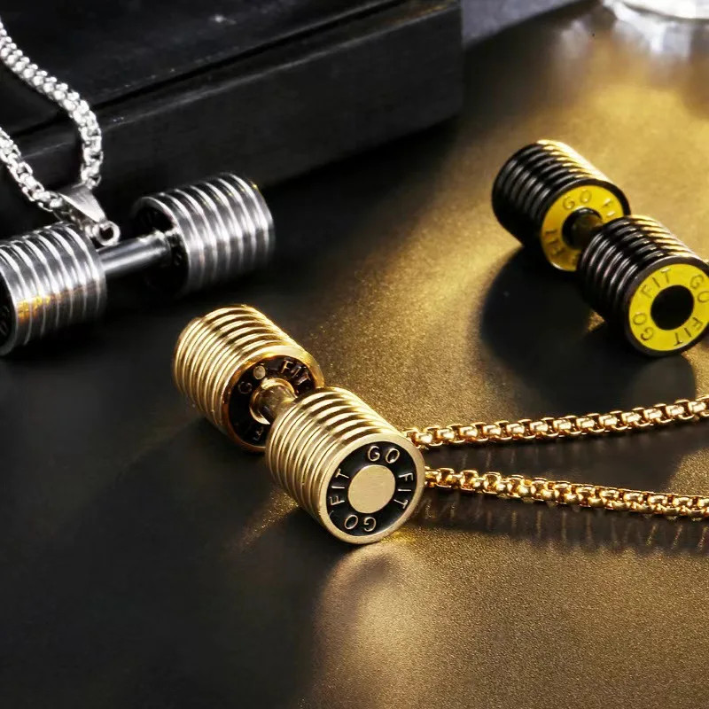 Fashion Barbell Dumbbell Pendant Men’s Fitness Bodybuilding Weightlifting