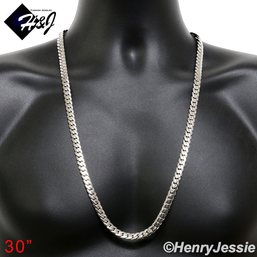 18-40″MEN Stainless Steel 8mm Silver Miami Cuban Curb Link Chain Necklace*N155
