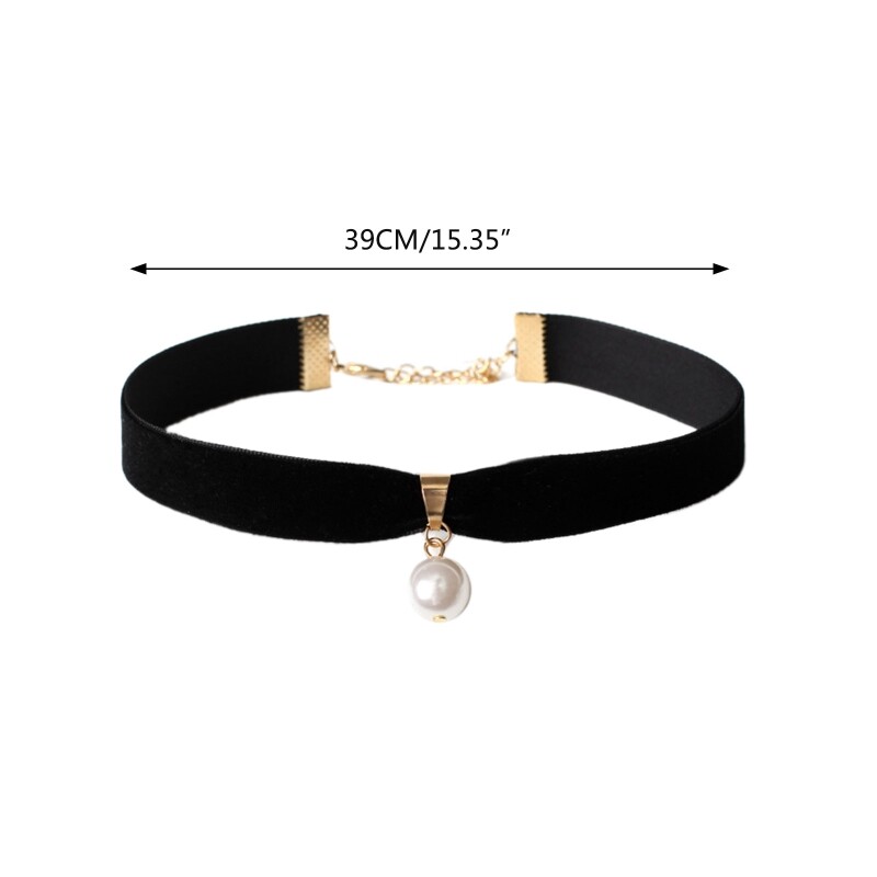 Black Velvet Choker Necklace Pearl Chocker Chokers Gothic Collar for Women Girl