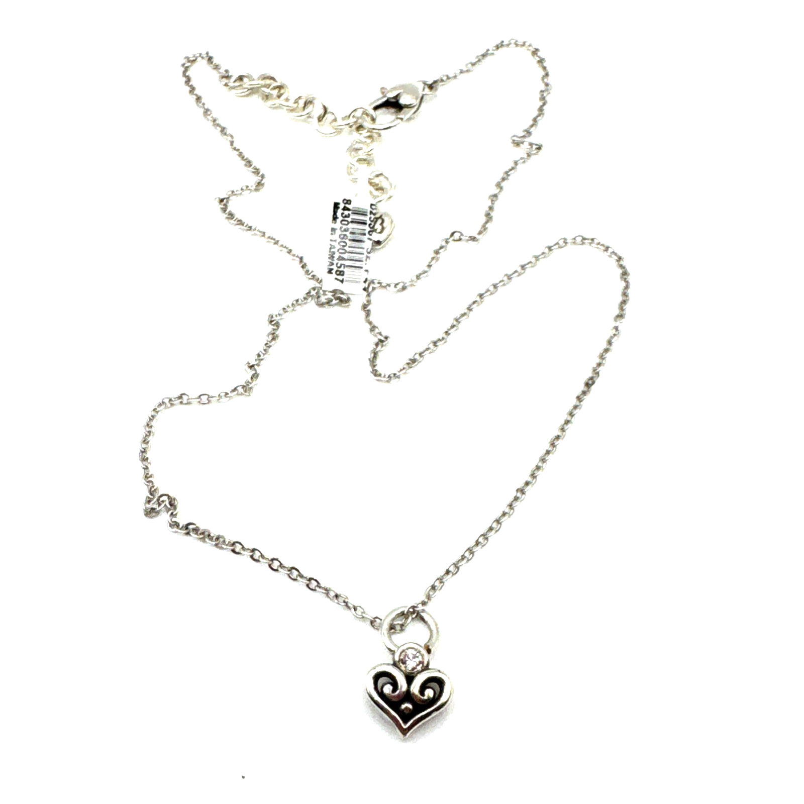 Brighton Alcazar Heart Medium Crystal Center Custom Silver Necklace 18″ NWT
