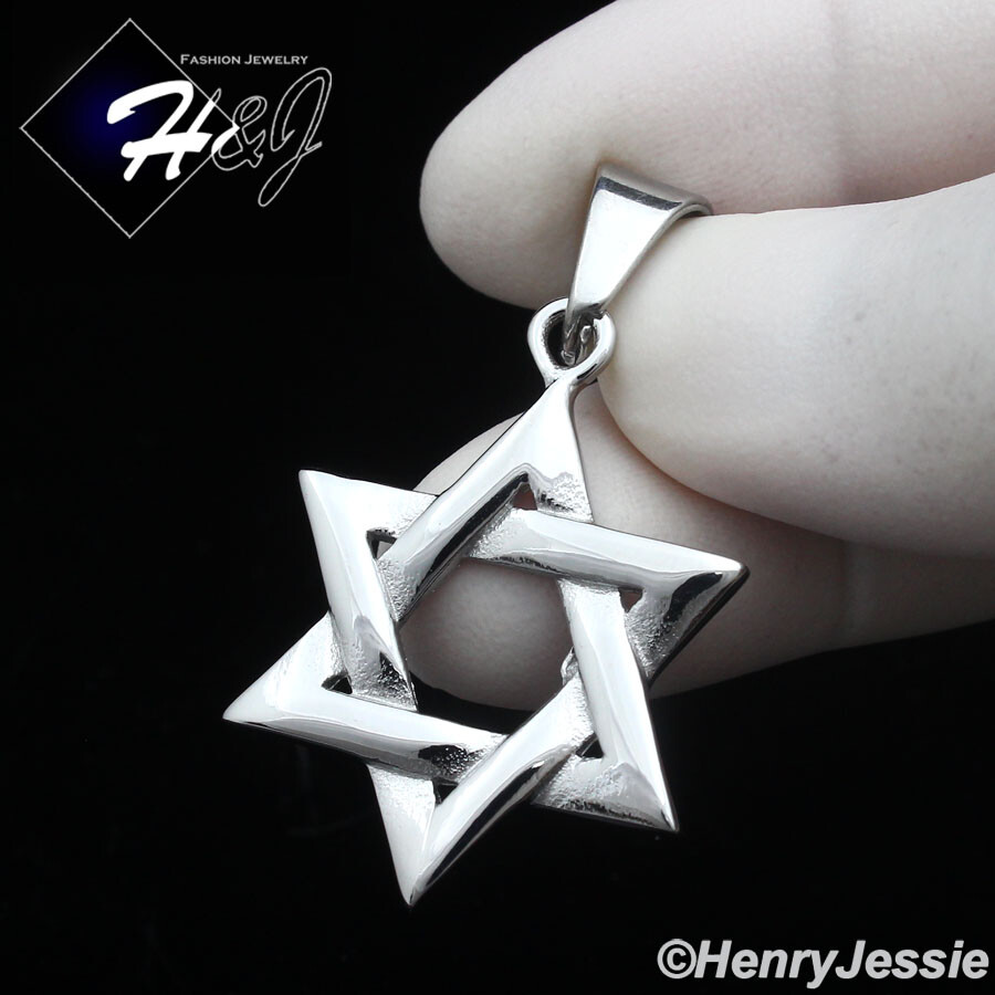 MEN’s Stainless Steel Silver Jewish Star of David Charm Pendant*P137