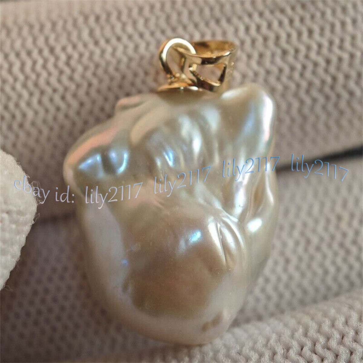 Huge 16-25mm Natural White South Sea Baroque Keshi Pearl Pendant 14K Yellow Gold