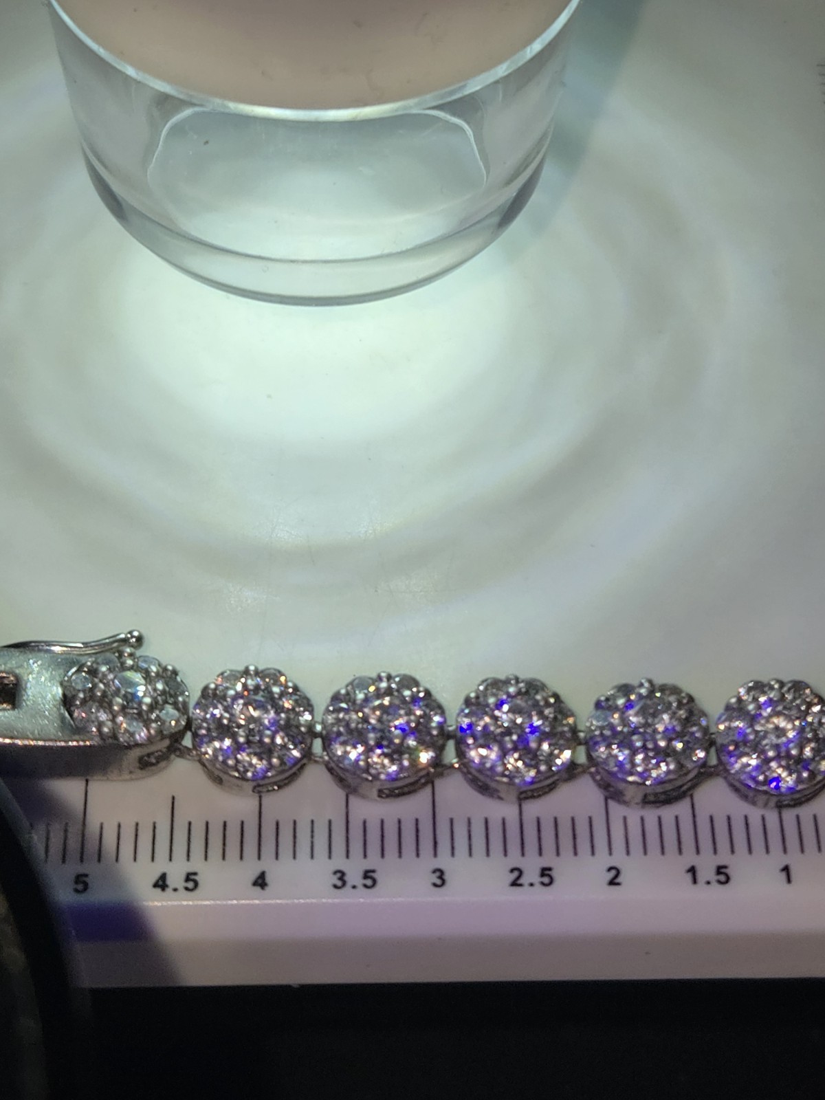 Round Cluster Natural Diamonds Tennis Necklace 21 in 925 Silver Box Clasp Prong