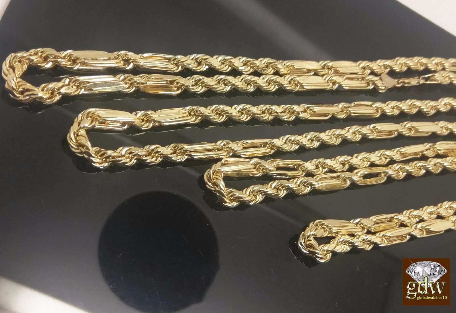 Real 10k Yellow Gold Milano Rope Chain end Necklace 6mm 22″