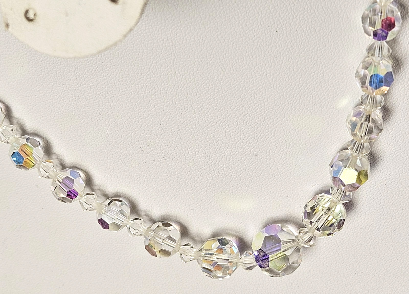 Vintage Aurora Borealis Crystal Choker Necklace with a AB Rhinestone Clasp 46cm