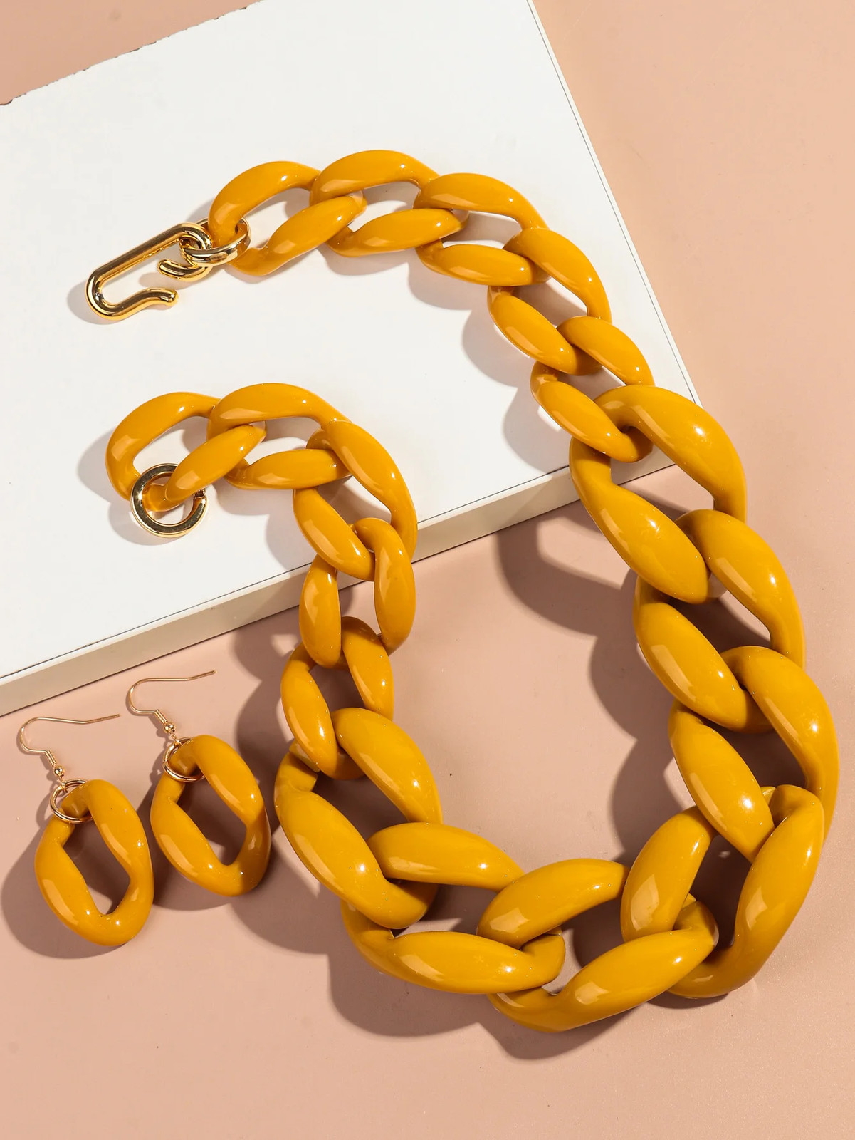 Acrylic Link Chain Necklace Chunky Statement 50cm Party Collar Women Jewelry
