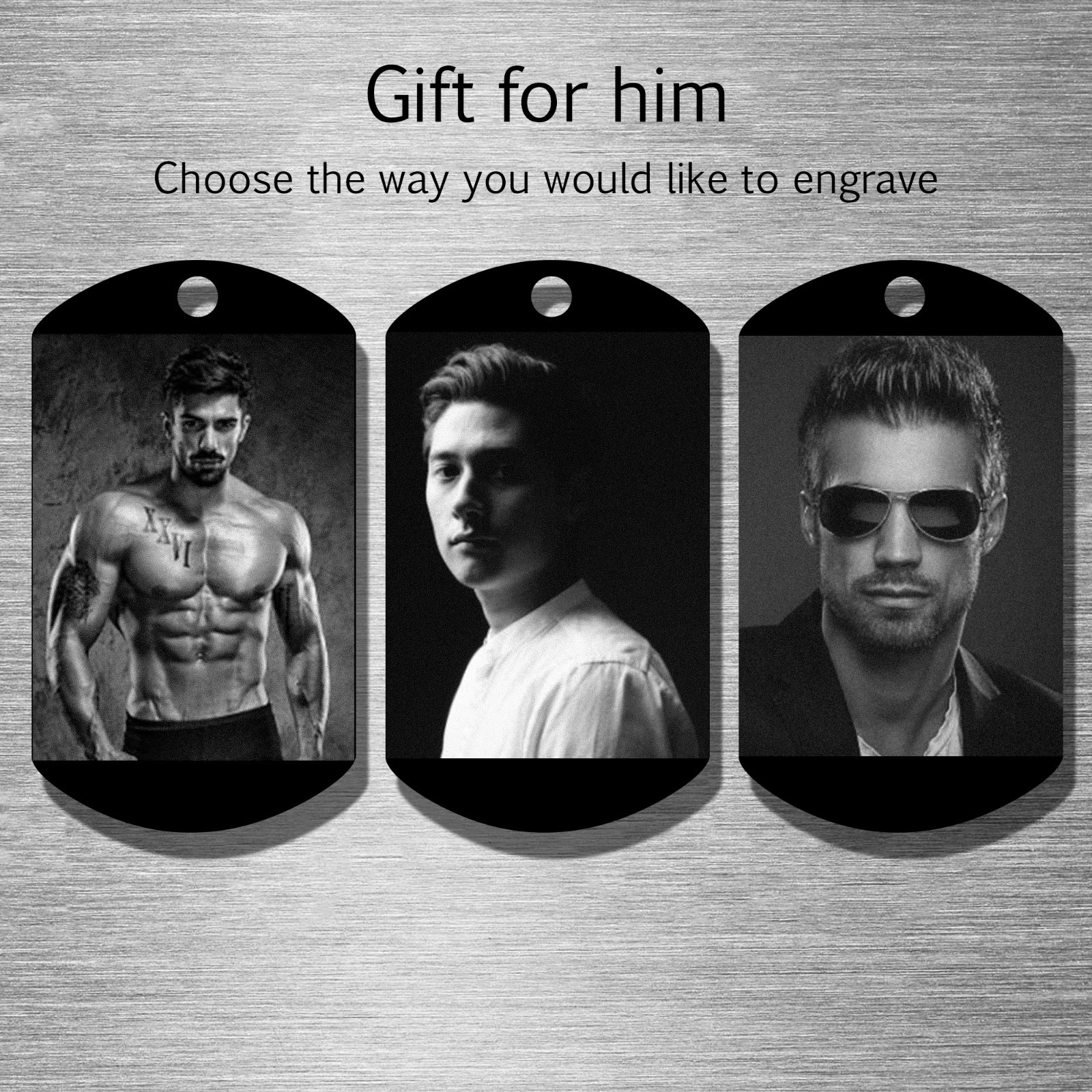 Personalize Photo Engrave Stainless Steel Custom Dog Tag Dot Ball Chain Necklace