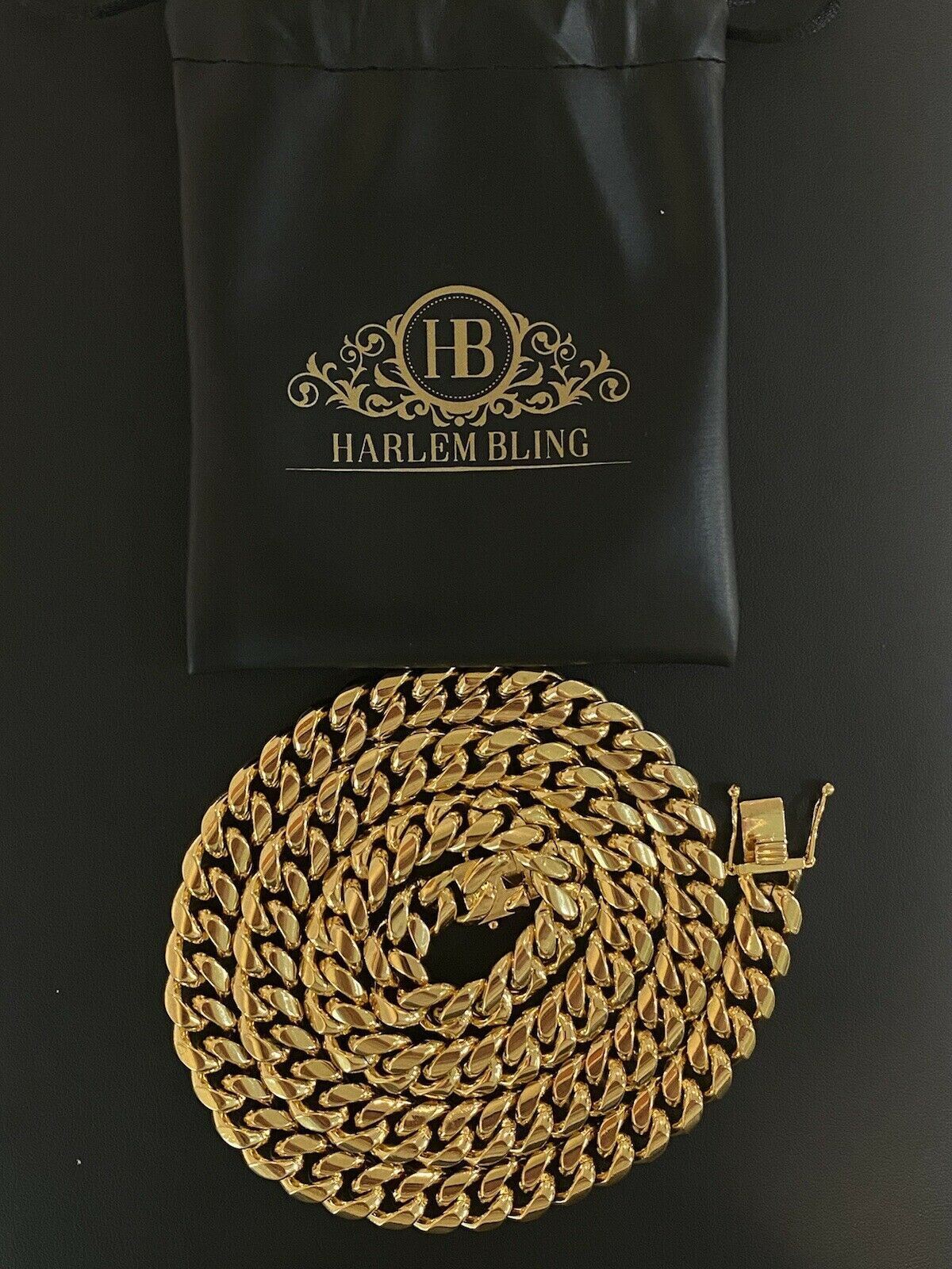 12mm 30″ Men Miami Cuban Link Necklace 14k Gold Plated Stainless Steel Chain
