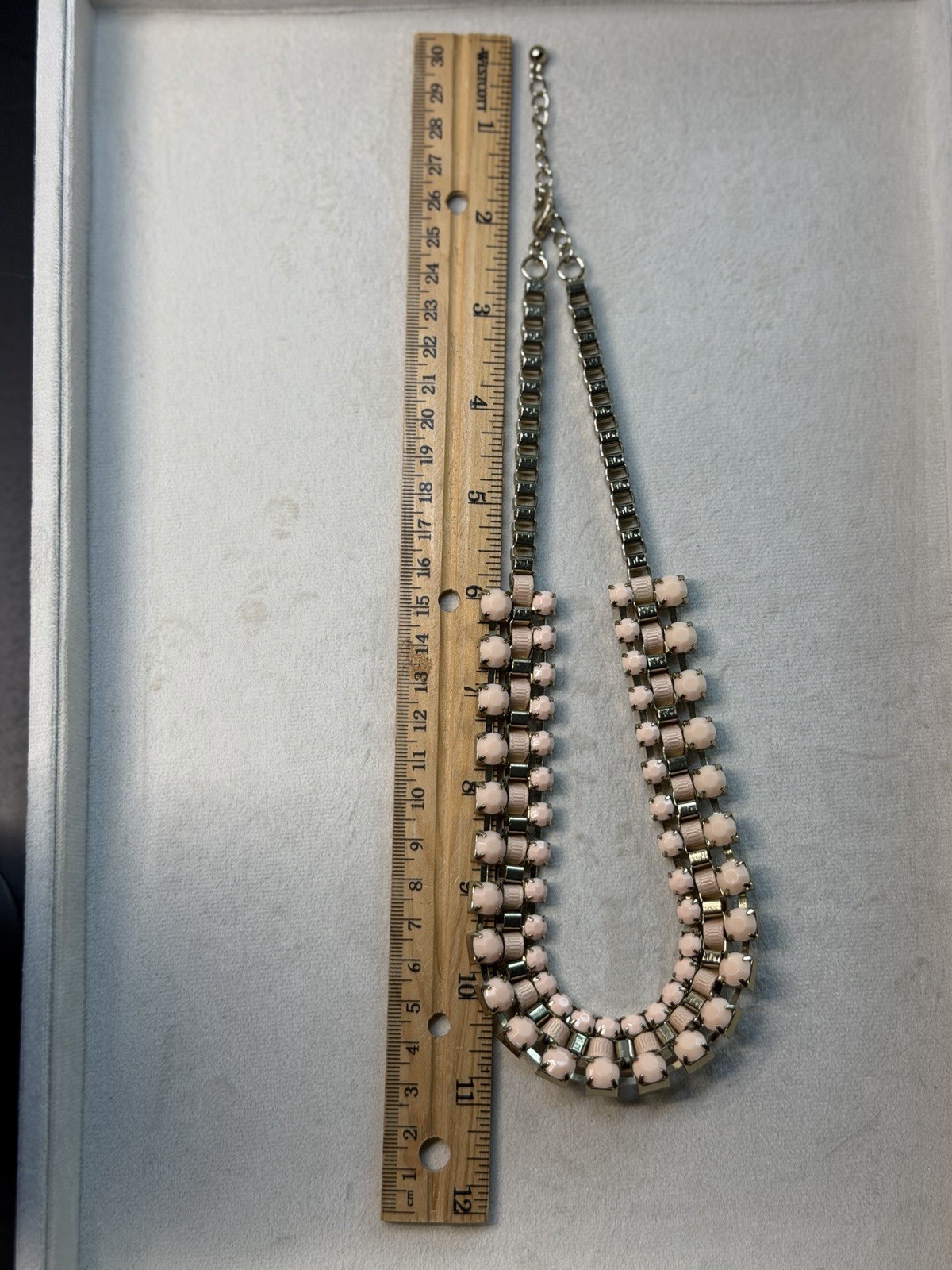 Pink Gold Tone Round Plastic Beaded Bib Statement Necklace Multi-Strand Adjust