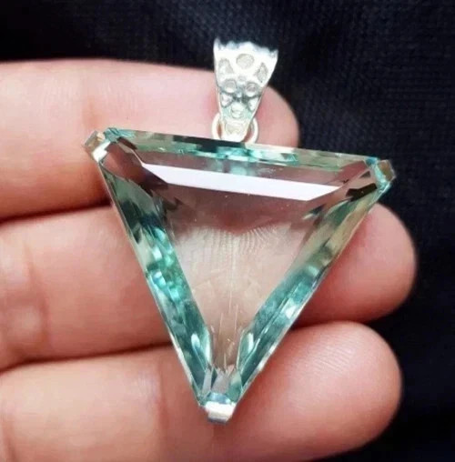50 Carat Plus Flawless Blue Aquamarine Pendant Solid 925 Silver Plated Jewelry