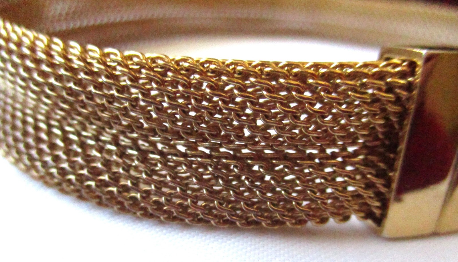 LRL Lauren Ralph Lauren Gold Plated Chunky Mesh Collar Choker Band Necklace VTG