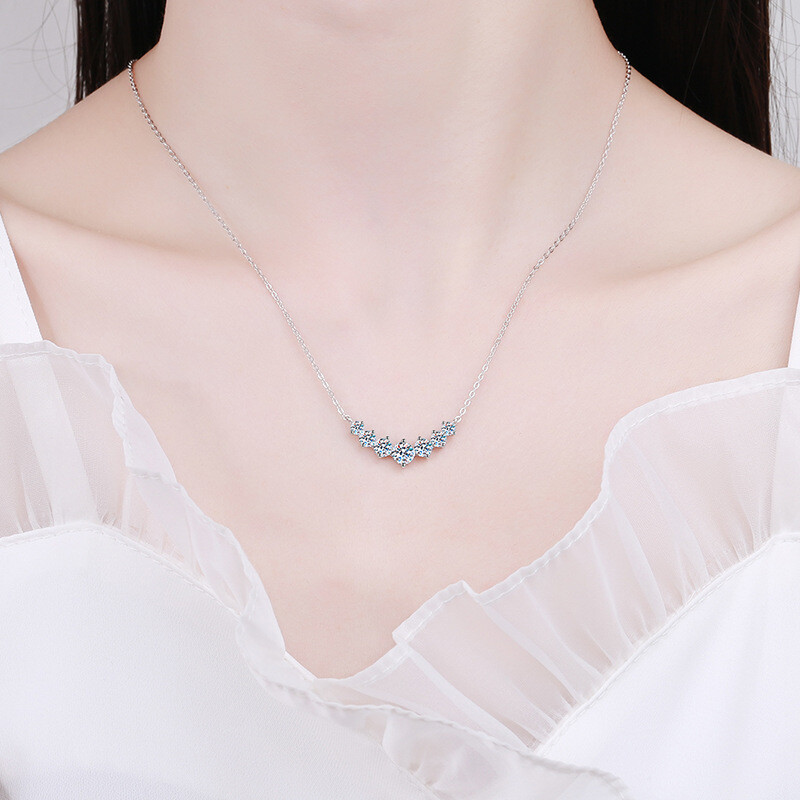1.7-5 CT Moissanite Necklace for Women 925 Silver Wedding Engagement Necklace