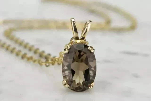 Lab Created Chocolate Diamond 2Ct Oval Cut 14K Yellow Gold Plated Womens Pendant