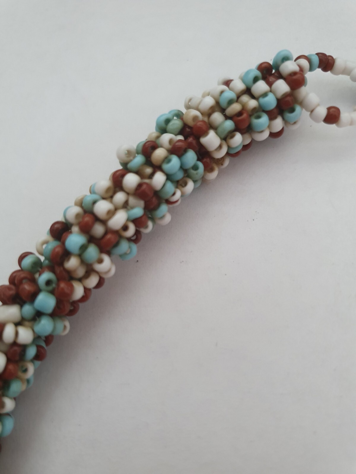 Blue White Brown Twisted Seed Bead None Metal Tribal Ethnic Adjustable Necklace