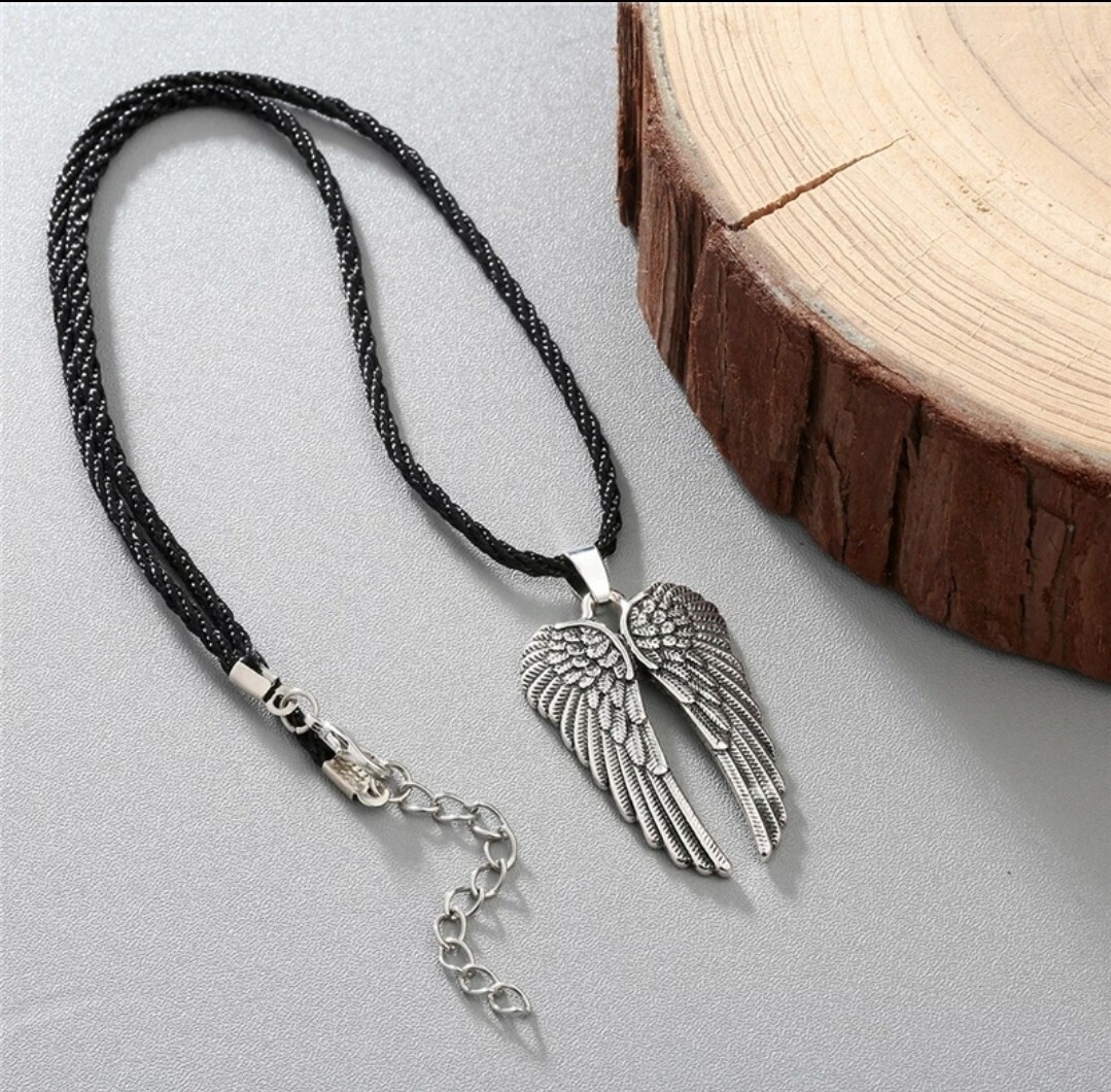 Men’s Fashion Jewelry Guardian Angel Wings Bronze Silver Color Necklace 13-12