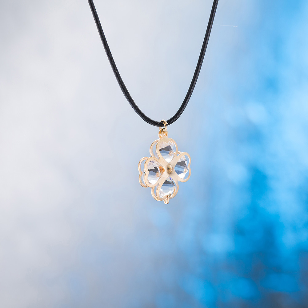 Elegant 18k Yellow Gold Plated Glass Flora Penant Woman Gift Necklace N-A558