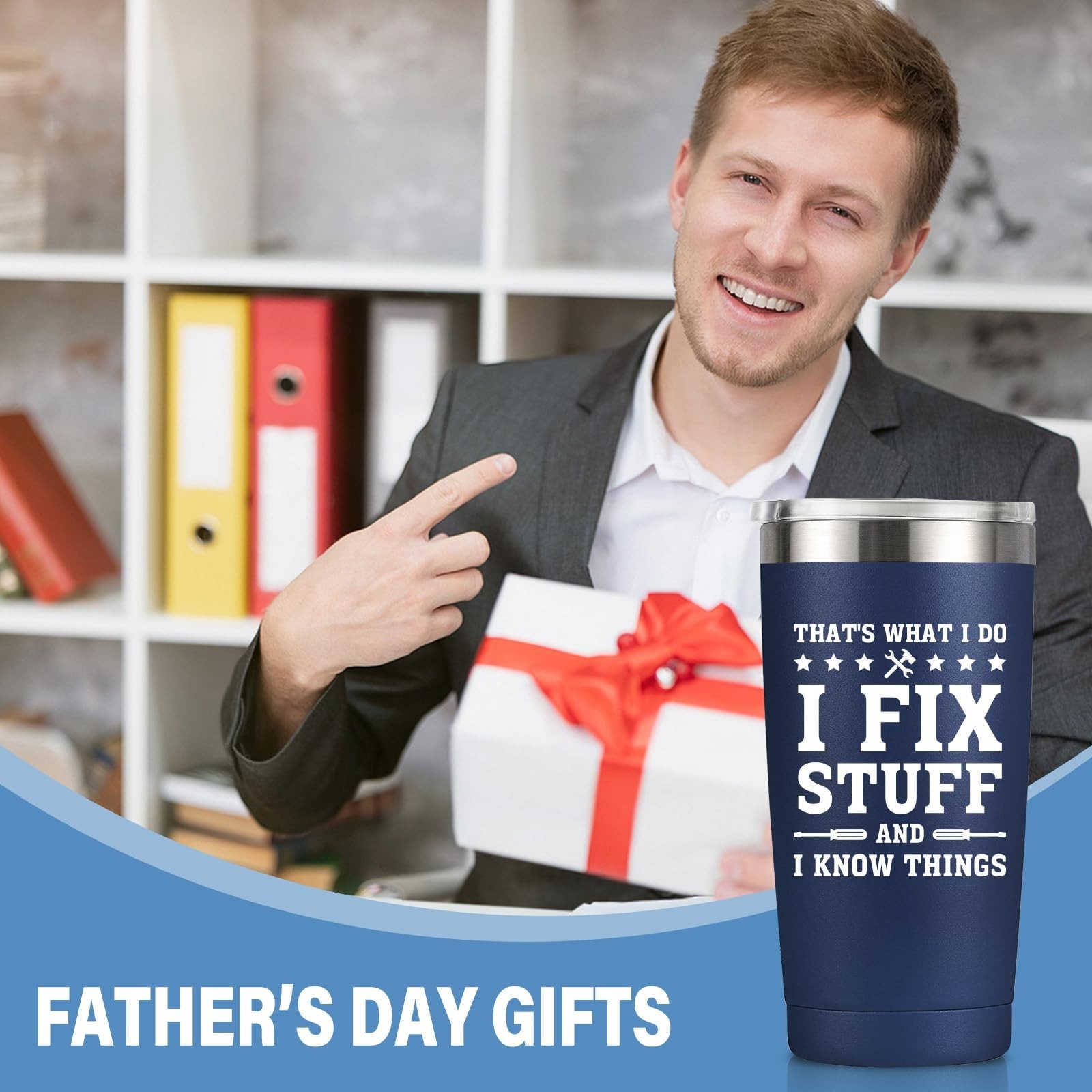 MASGALACC Funny Gifts for Men – 20oz Navy Blue Insulated Tumbler, Birthday