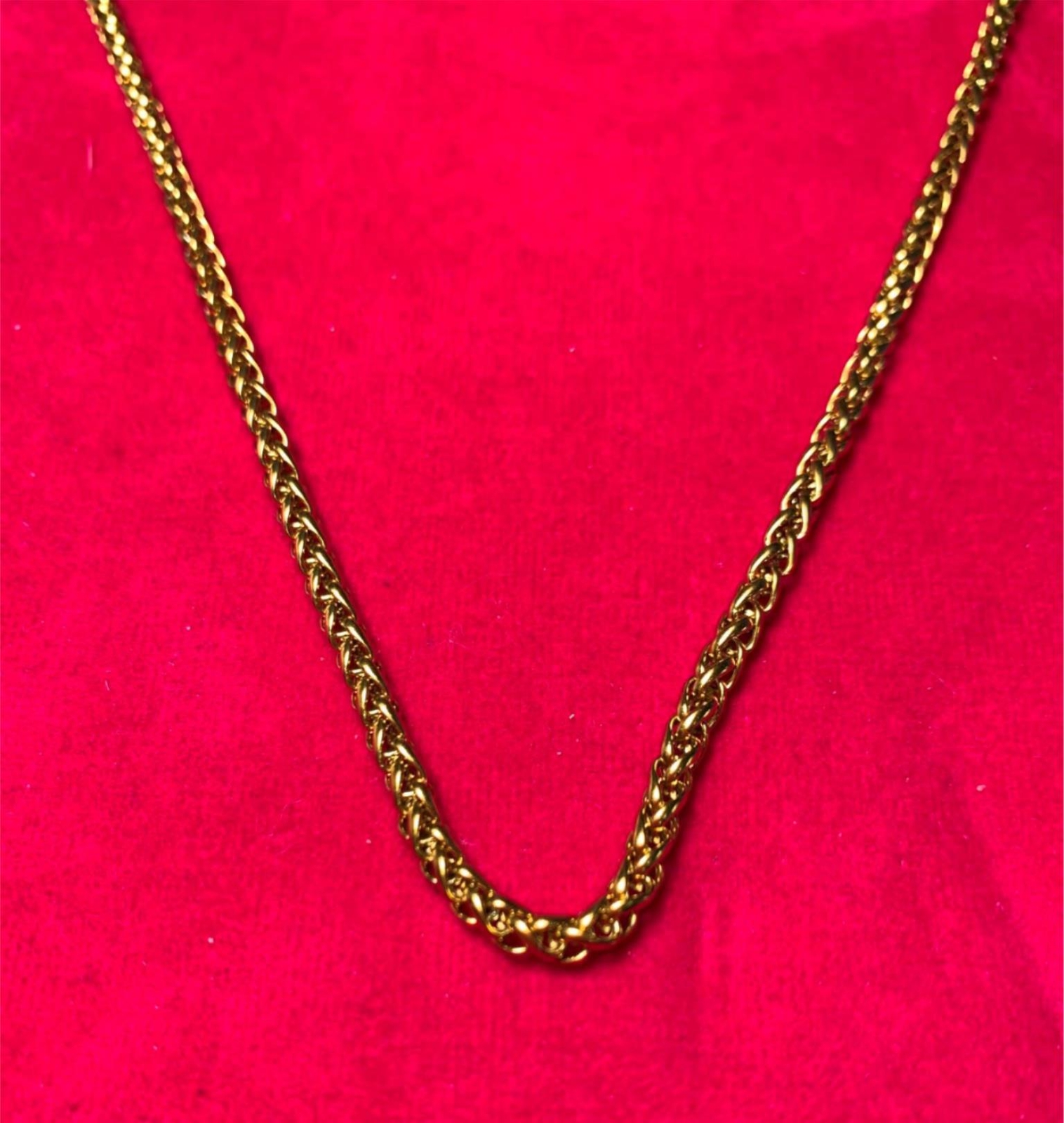 16″-60″ 3mm Gold , Silver, Black Plated Stainless Steel Braided Wheat Necklace