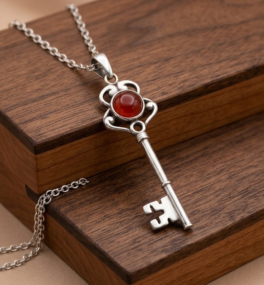 Natural Coroline Unique Made Key Brass Pendent Designe Comes With Chain