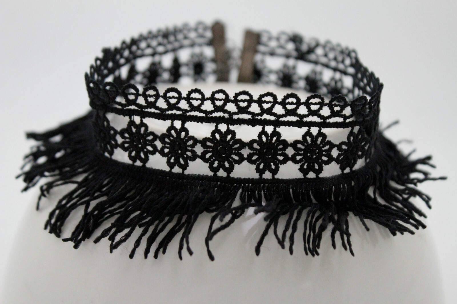 Women Tassel Strand Fringes Cool Style Fashion Black Fabric Choker Necklace