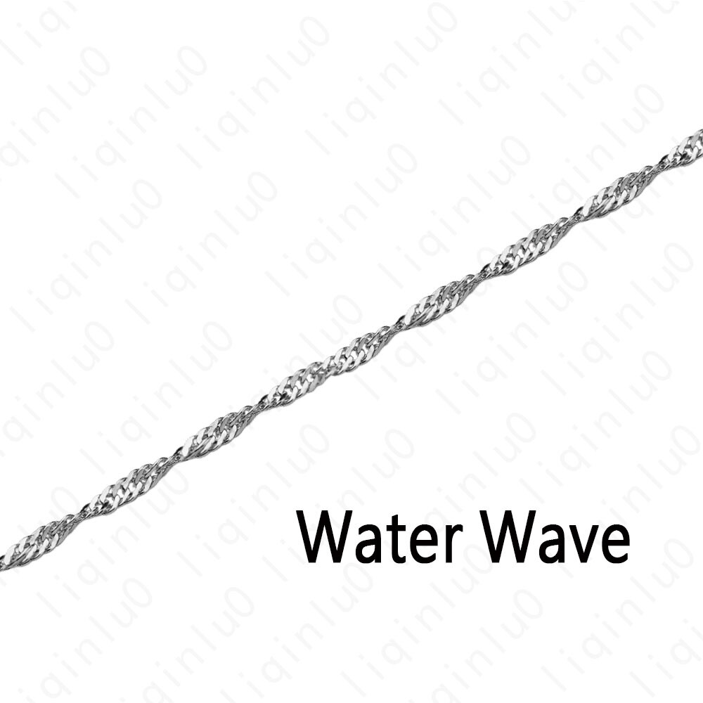 925 Silver Plated Water Wave Chain Fashion Necklace w/ Lobster Lock 16-24″